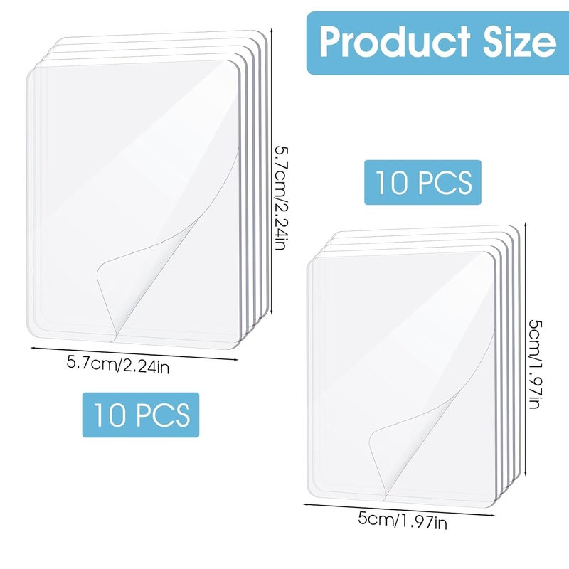 Alrhso Shower Adhesive Strips, 20Pcs Clear Double Sided Adhesive Pads for Mounting, Waterproof Double Sided Sticker, Heavy Duty Square Washable Sticky Patch for DIY Craft Office Home(2.4 Inch & 2Inch) - Image 2